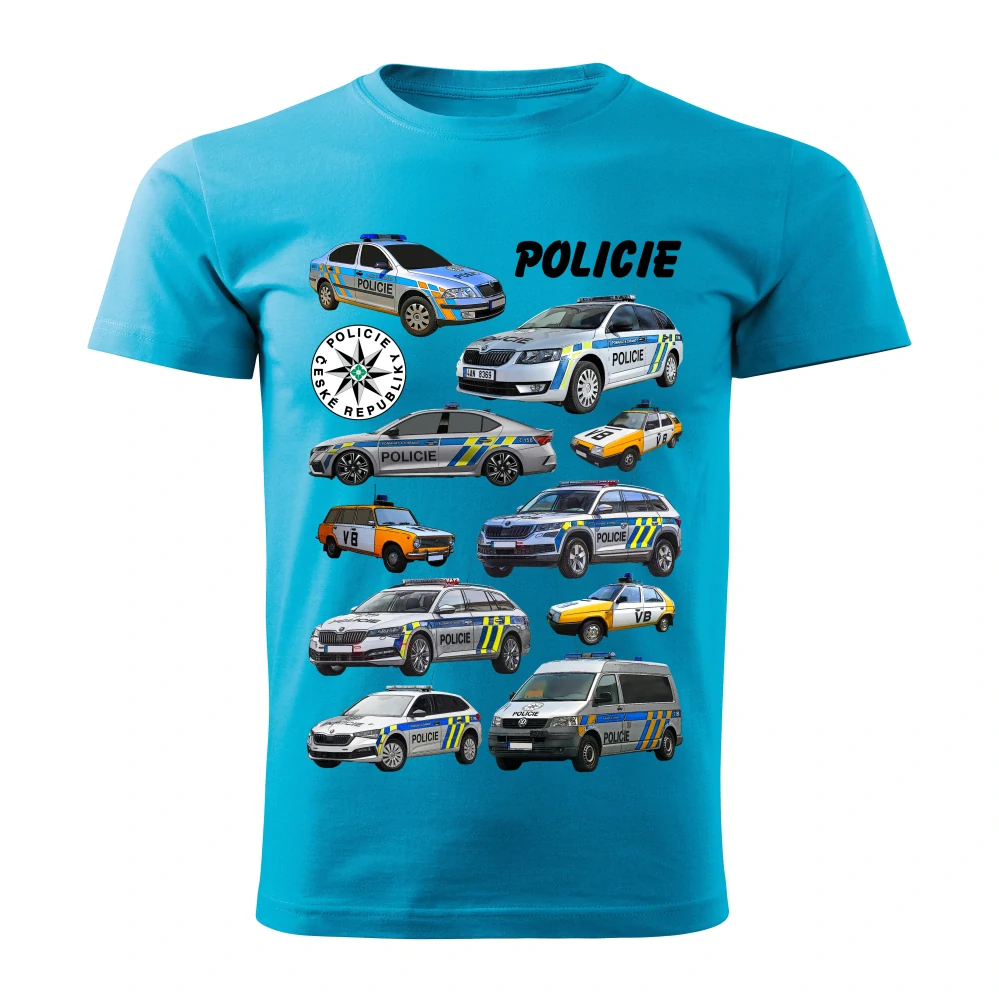 Pánské tričko POLICIE tyrkysové