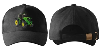 kšiltovka s traktorem John Deere 6210R černá