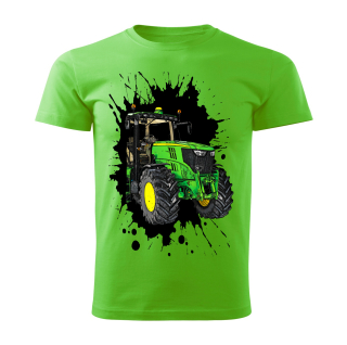 Pánské tričko s traktorem John Deere 6210R zelené